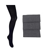 Neti Damen Strumpfhose Baumwolle dicke Strickstrumpfhose matte Deckstrumpfhose Winter S-L...