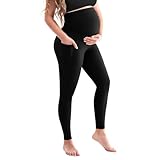 SINOPHANT Damen Umstandsleggings Hohe Taille Umstandshosen mit Taschen Blickdichte...