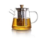 Lupinio Teekanne-Glas mit Siebeinsatz [Anti Tropfsystem] Edelstahl Rostfrei 750ml Teebereiter für...