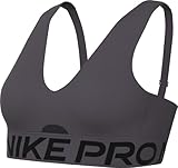 Nike Pro Indy Plunge Gepolsterter Sport-BH Mit Mittlerem Halt, Thunder Grey/Pencil Point/White,...