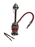 Shisha Wasserpfeife Totenkopf Design Skull Head Mini Klein Shisha mit Zange (Rot)