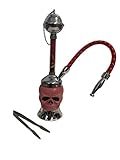 Shisha Wasserpfeife Totenkopf Design Skull Head Mini Klein Shisha mit Zange (Rot)