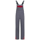 BWOLF ARES 100% Baumwolle Latzhose Herren Arbeitshose Schutz-Latzhose Arbeits-Latzhose (Grau/Rot1,...