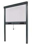 Fliegengitter Insektenschutzrollo Aluminium für Fenster - Anthrazitgrau, B80 x H130cm - Fiberglas...