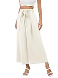 Culotte Damen Sommer Hoch Taile Palazzo Hose Weite Hose Mit Taschen Lässige Freizeithose mit...