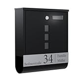 Bl4ckPrint Premium Briefkasten Anthrazit - Postkasten Zeitungsfach Sichtfenster personalisiert mit...