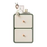 Nachttisch Grün Holz Nachtschrank, klein, Ultra schmal, mit Seitenorganizer und Clip, beige,...