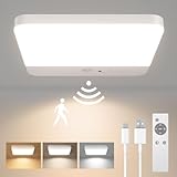 FULEN Deckenlampe Badezimmer mit Bewegungsmelder, Kabellos LED Deckenleuchte Dimmbar mit Batterie...