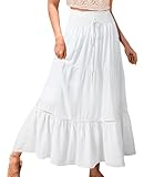 Genfien Röcke Damen Röcke Damen Maxi Skirt Faltenrock Strandrock Freizeitrock 2 in 1 Elegant...