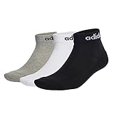 adidas Unisex Linear Cushioned 3 Pairs Knöchelsocken, Medium Grey Heather/White/Black