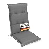Gardissimo 'Premium Hochlehner grau, Gartenstuhlauflagen 120 x 50 x 8 cm Auflage Polsterauflage...