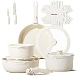 JEETEE Topf und Pfannensets mit abnehmbarem Griff 17-Teilig, Antihaft Pfanneset, Topfset Induktion,...