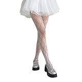 UncleS Ästhetische Vintage Fischnetz Leggings Für Damen Strümpfe Mit Ausgehöhlter Spitze...