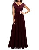 Daisyaner Damen Elegant Maxi Abendkleid V-Ausschnitt Spitze Ballkleid Chiffon Cocktailkleid...