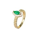 Whoiy Eheringe Trauring 375 Gold, 0.6ct Kreierter Smaragd Bandring Echt Gold Unique Hochzeits Ringe...