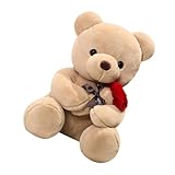 GARVALON Rosen Teddybär Plüschtier 35cm Geschmeidige Bärenpuppe aus Plüsch mit Daunenfüllung...