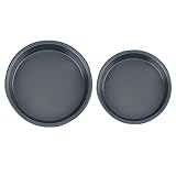 SHINEOFI 2 Stück Runde Backformen aus Kohlenstoffstahl Antihaft Pizza Backenplatten und Langlebig...