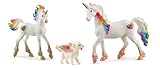 schleich BAYALA | Magisches Set mit Einhorn Stute, Fohlen & geflügeltem Hund 72290 | fantasievolle...