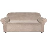E EBETA Samt-Optisch 3 Sitzer Sofabezug Spandex Couchbezug Sesselbezug, Elastischer Antirutsch...