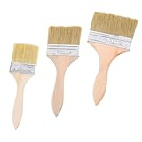 IWOWHERO 3 Stück Teiliges Malerpinselset mit Dickem Holzgriff Robuster Flachpinsel für Lacke und...
