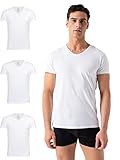 Burnell & Son Herren T-Shirt 3er Pack V-Ausschnitt Unterhemd Herren - Stretch - Kurzarm Shirt...