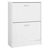 VASAGLE Schuhschrank mit 2 Klappen, Schuhkipper, Trennwände verstellbar und abnehmbar, für 12 Paar...