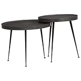 ULUYYUC Couchtisch Schwarz 2 Stück Holzwerkstoff Metall Beistelltisch Kaffeetisch mit Zwei Größen...