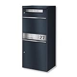 Metzler Paketbox, Briefkasten mit großem Paketfach in Anthrazit, personalisierte Paketbox für...