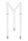Autiga® Hosenträger Herren Damen Hosen Träger Y Form Style Clips Schmal Neon Bunt Farbig weiß