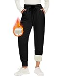 Campsnail Warme Damen Jogginghose Gefütterte mit 2 Taschen Kordelzug Winter Fleece High Waist Lange...