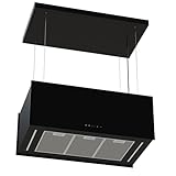 refsta 8090 KALE, Design Inselhaube, Seile, 90cm, schwarz, Glas, LED, 4 Stufen, Fernbedienung, Touch...