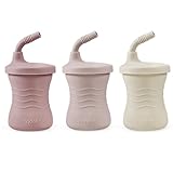 PandaEar 3 Pack Silikon-Baby-Trainingsbecher, Strohhalmbecher, bruchsichere Trinklernbecher für...