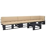 KTHLBRH 4-TLG. Paletten-Lounge-Set Schwarz Imprägniertes Kiefernholz Outdoor-Möbel-Sets...