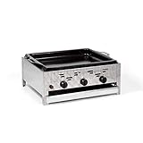 Gasbräter 11kW 3-flammiger Edelstahl-Brenner mit emaillierter Stahlpfanne Gasgrill Gastrobräter...