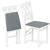 GIANTEX 2er Set Esszimmerstühle klappbar, Küchenstühle mit Gummiholzbeinen, Gepolsterte...