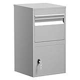 Wiltec Paketkasten grau 410 x 380 x 720 mm Paketbox aus Stahl mit Pulverbeschichtung abschließbarer...