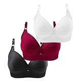 Gyaimxfu 3er Pack BH Damen ohne Bügel Push Up Baumwolle BH Set,Frauen Sexy Starker Halt Große...