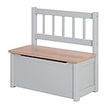 roba Kindertruhenbank Woody - Spielzeugtruhe in Holz Natur & Taupe lackiert - Kinderbank mit...