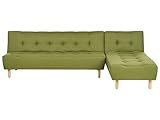 4-Sitzer Ecksofa Schlaffunktion Chaiselongue links L-förmig Stoff grün Alsten