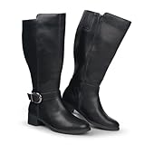 Hawkwell Kniehohe Damen-Stiefel mit extra breitem Waden-Ziehverschluss und seitlichem...