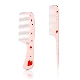 2St Niedlicher Haarkamm Set, Rosa Erdbeerkamm Feiner Zahnkamm und Rattenschwanzkamm Haarkamm...