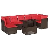 vidaXL 8-teiliges Gartensofa-Set mit Kissen, braun, Polyrattan