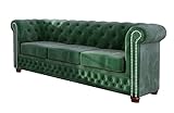 S-Style Möbel Fresco Sofa 3-Sitzer Chesterfield-Sofa für Wohnzimmer Lounge Couch mit verchromten...