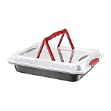 AMBITION Backblech mit Transporthaube 42 x 29 x 9,5 cm Lakritze Kuchenform zum Mitnehmen Aufbewahren...