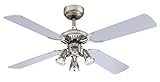 105 cm Deckenventilator Princess Euro 72112 mit drei Strahlern und vier Flügeln, Ausführung in...