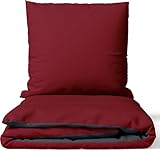 Leonado Vicenti Bettwäsche Baumwolle 200x220 cm Bordeaux Grau Uni Einfarbig Set Schlafzimmer...