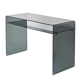 Arbeitstisch Schreibtisch aus gehärtetem Glas mit offenem Stauraum, moderner minimalistischer Stil...