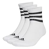adidas 3 Stripes Cuhsion Mid Cut Socks Socken 3er Pack (43-45, White)