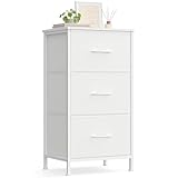 SONGMICS Kommode, Schrank, 3 Stoffschubladen, Aufbewahrungsschrank, Stahl, MDF, Vliesstoff, für...