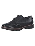 Jana Damen Schnürschuhe Oxford Lack Weite H Mehrweite, Schwarz (Black Structur), 38 EU